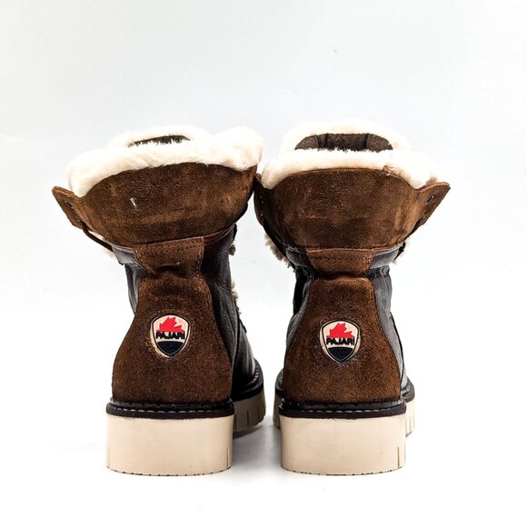 Pajar Women faux Fur Brown Leather Lace up Snow Winter Boots size 7-7.5US EUR38 - Picture 4 of 10
